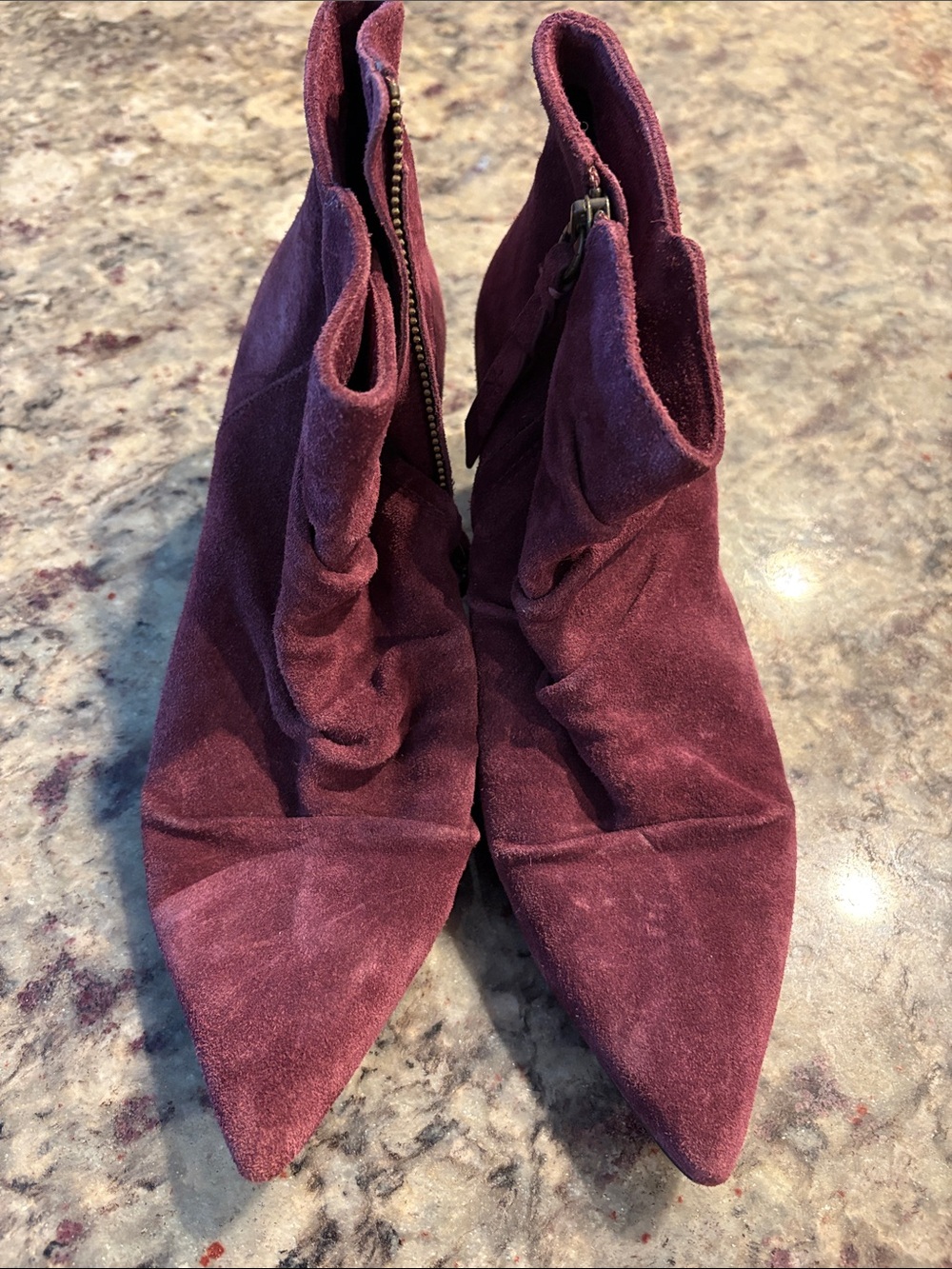 Splendid Burgundy Suede Pointed-Toe Ankle Boots